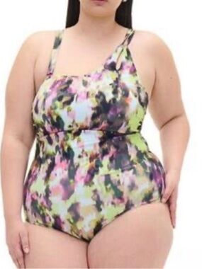 NWT Plus Size Abstract Print One‑Piece Swimsuit – Size 4X